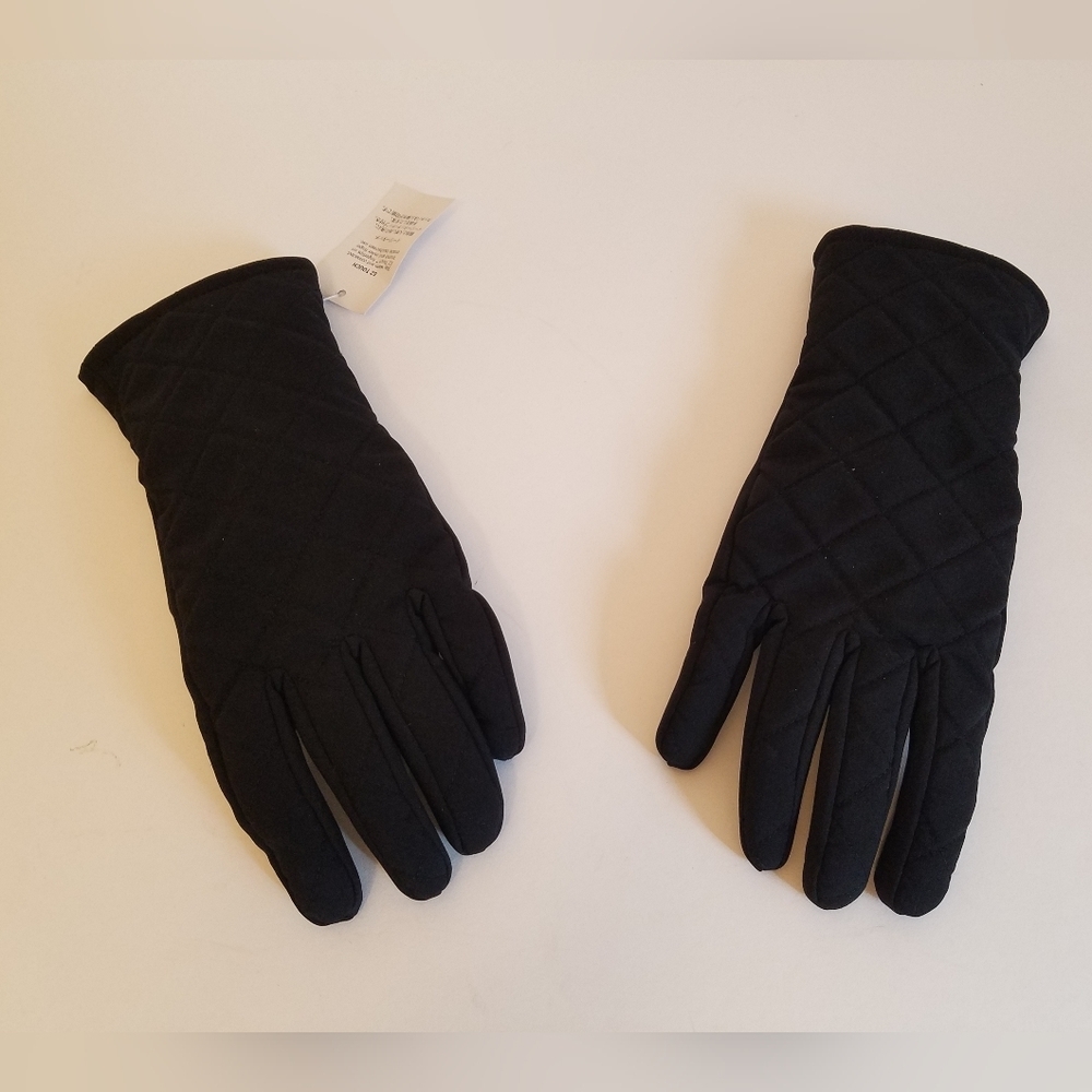 NWT Lands' End  Women's Black EZ Touch Gloves Size L 7 1/2  -8